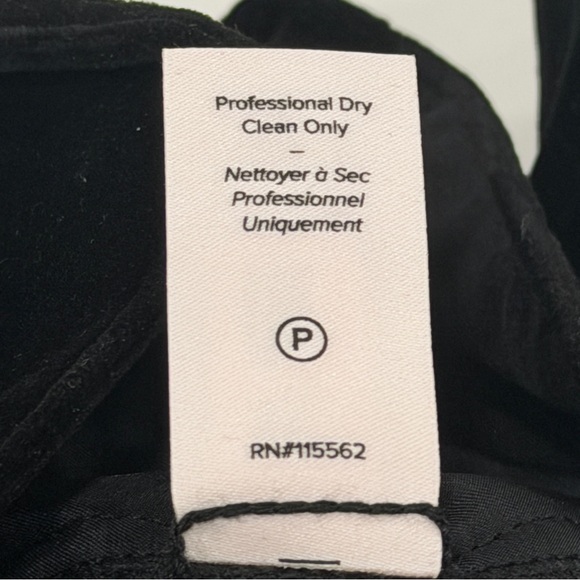 Cinq a Sept Women 0 Dark Jet Black Velvet Straight Pants 26x30” Quiet Luxury Mob - Picture 11 of 11